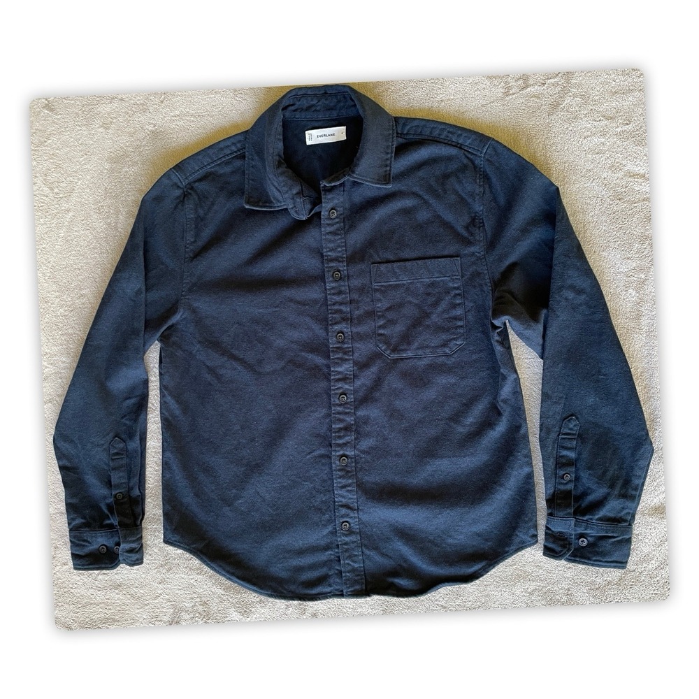 Everlane Mens Medium Blue Button Up Shirt‎ Organic Cotton Long Sleeve Casual